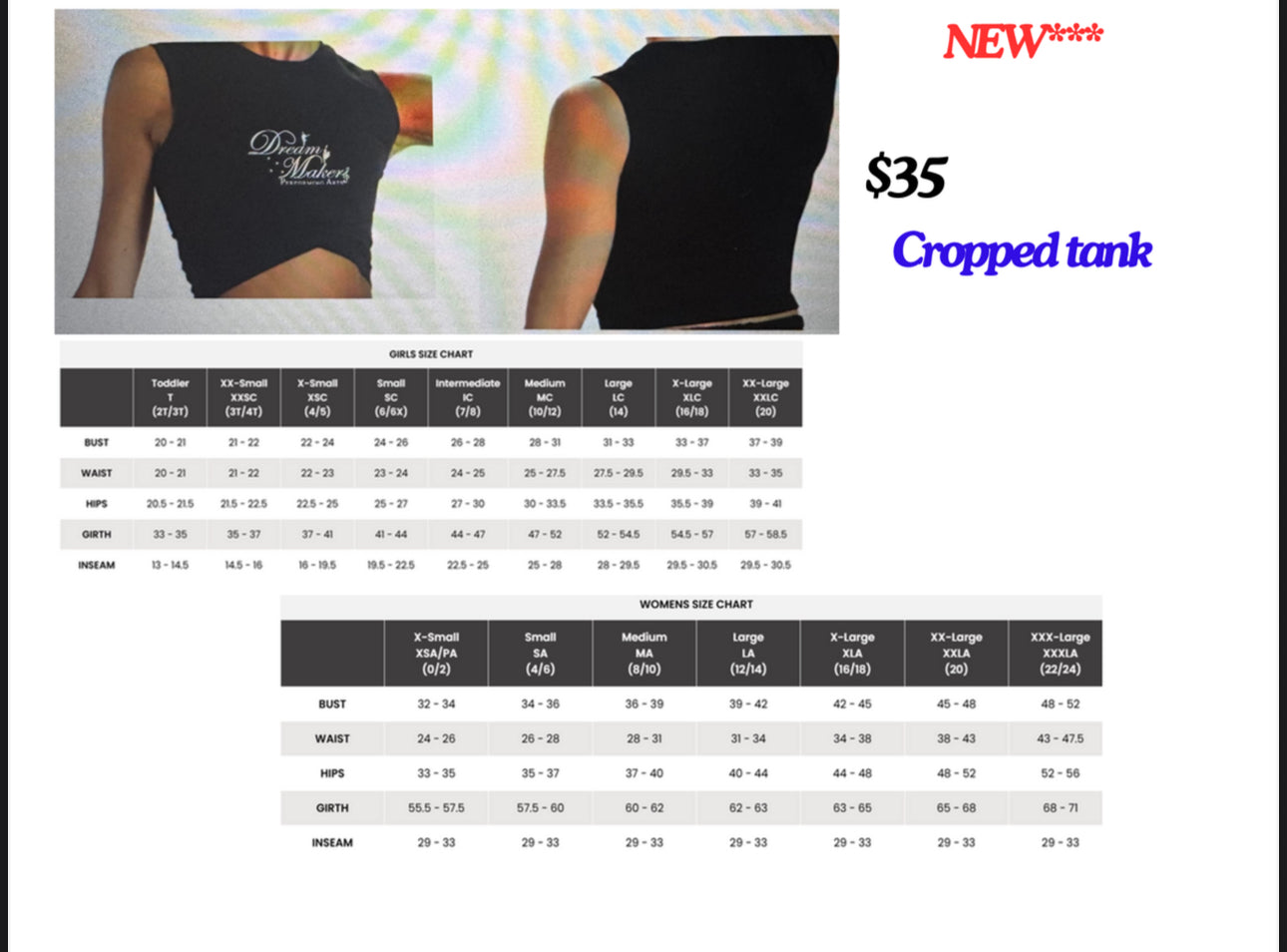 Crop Tank (adult and kids sizes)