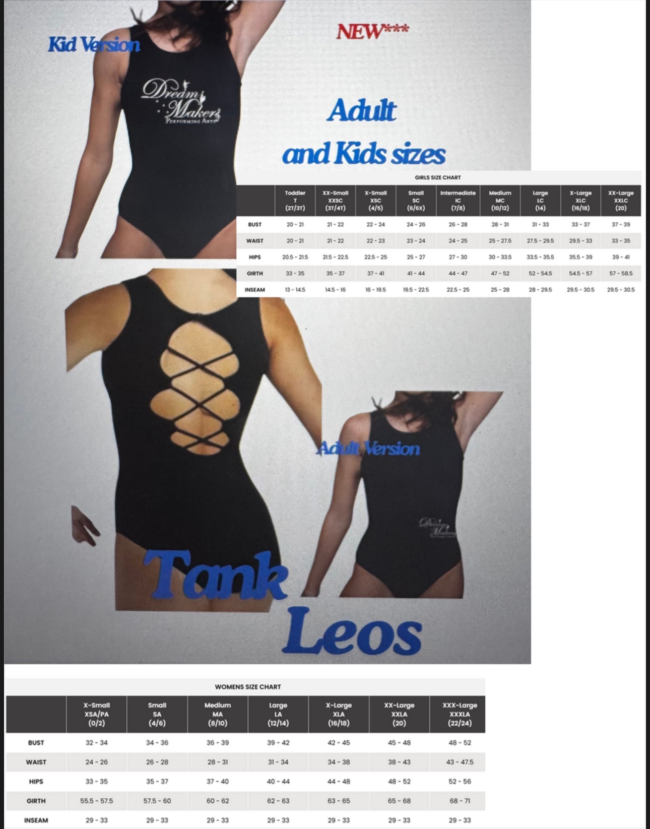 Tank Leotard (Adult and Kids Sizes)