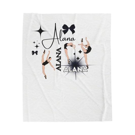 Personalized Dance Name Velveteen Plush Blanket – 'Alana' Gymnastics Design